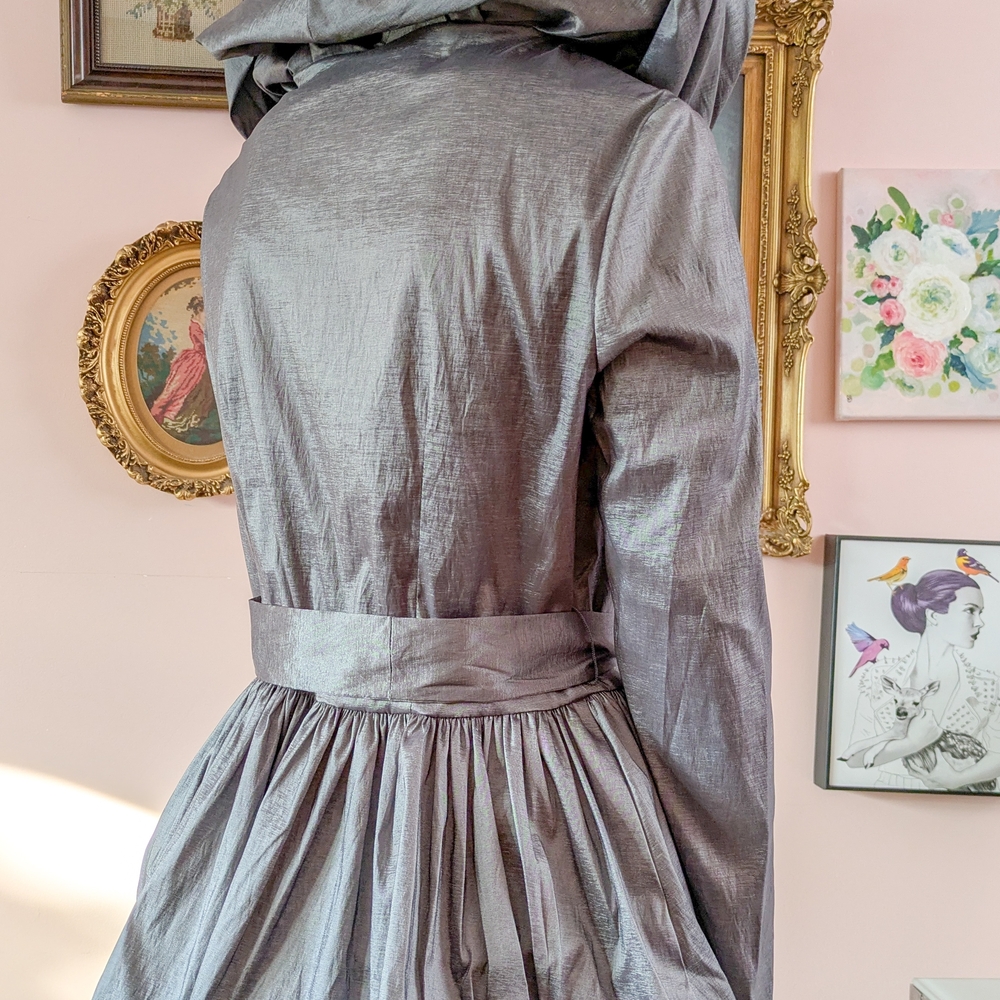 Silver Hooded Coat with Belt - Picture 6 of 14